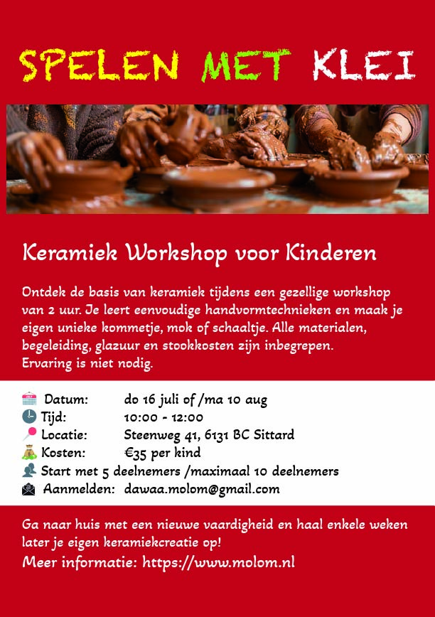 kindercursus, kleicursus, vakantiecursus, workshop, keramiekworkshop,
